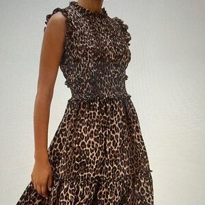 Rails Brown Leopard Print Midi Dress